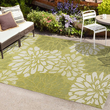 Zinnia Modern Floral Textured Weave Indoor/outdoor Area Rug
